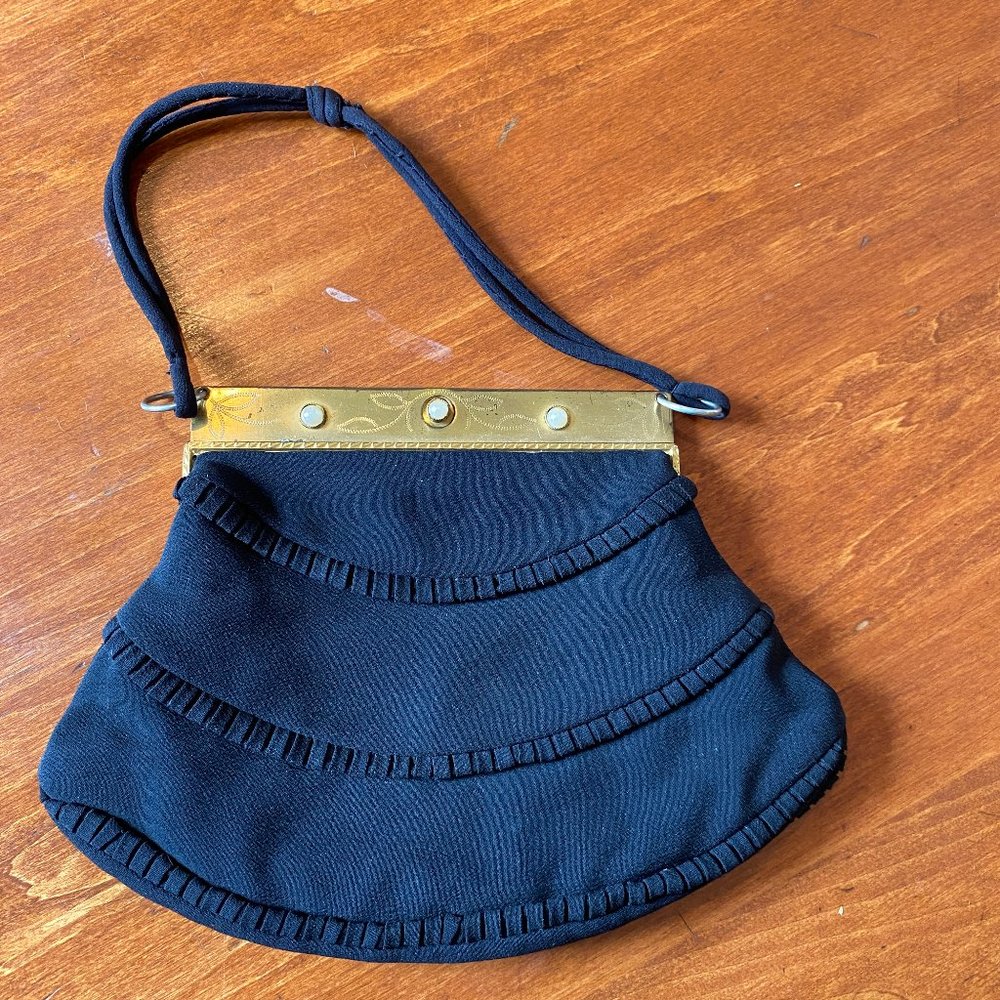 Vintage Black Silk Evening Bag